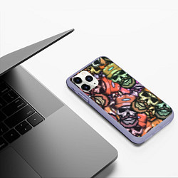 Чехол iPhone 11 Pro матовый Череп с бородой в кепке паттерн, цвет: 3D-светло-сиреневый — фото 2