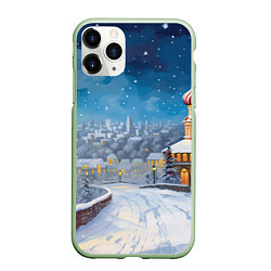 Чехол iPhone 11 Pro матовый Москва новый год, цвет: 3D-салатовый