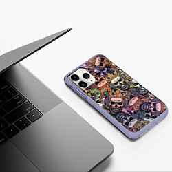 Чехол iPhone 11 Pro матовый Бородатый череп с короной паттерн, цвет: 3D-светло-сиреневый — фото 2