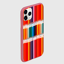 Чехол iPhone 11 Pro матовый Заточенные цветные карандаши, цвет: 3D-малиновый — фото 2