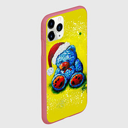 Чехол iPhone 11 Pro матовый Плюшевый синий Санта, цвет: 3D-малиновый — фото 2
