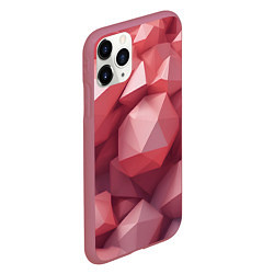 Чехол iPhone 11 Pro матовый Розовые полигоны, цвет: 3D-малиновый — фото 2