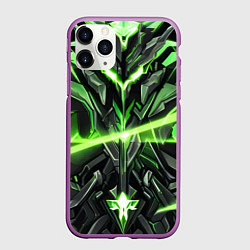 Чехол iPhone 11 Pro матовый Зелёный кибер рыцарь