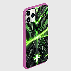 Чехол iPhone 11 Pro матовый Зелёный кибер рыцарь, цвет: 3D-фиолетовый — фото 2