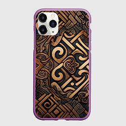Чехол iPhone 11 Pro матовый Асимметричный узор в викингском стиле, цвет: 3D-фиолетовый