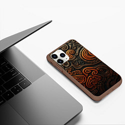 Чехол iPhone 11 Pro матовый Асимметричный паттерн в викингском стиле, цвет: 3D-коричневый — фото 2