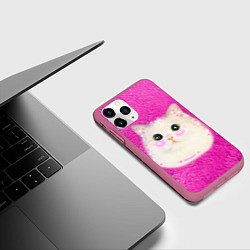 Чехол iPhone 11 Pro матовый Кот мем в сердечках, цвет: 3D-малиновый — фото 2