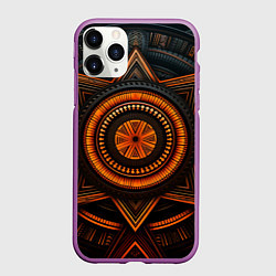 Чехол iPhone 11 Pro матовый Орнамент в африканском стиле на тёмном фоне, цвет: 3D-фиолетовый