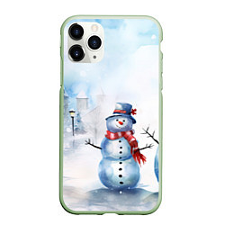 Чехол iPhone 11 Pro матовый Новогодний день со снеговиком