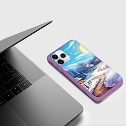 Чехол iPhone 11 Pro матовый Новогоднее настроение пейзаж, цвет: 3D-фиолетовый — фото 2