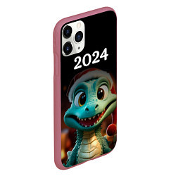 Чехол iPhone 11 Pro матовый Дракон символ года 2024, цвет: 3D-малиновый — фото 2