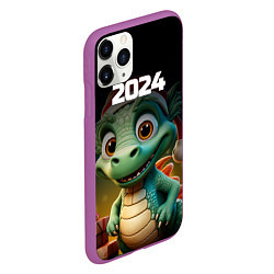 Чехол iPhone 11 Pro матовый Милый дракон 2024 символ года, цвет: 3D-фиолетовый — фото 2