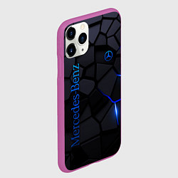 Чехол iPhone 11 Pro матовый Mercedes - плиты с эффектом свечения, цвет: 3D-фиолетовый — фото 2