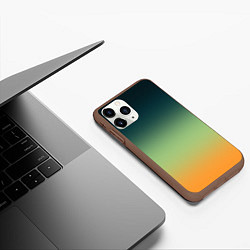 Чехол iPhone 11 Pro матовый Темно-зеленый и желтый градиент, цвет: 3D-коричневый — фото 2