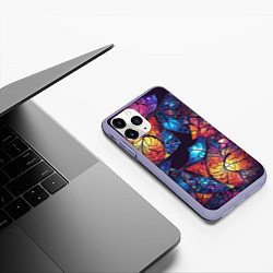Чехол iPhone 11 Pro матовый Декоративный абстрактный узор, цвет: 3D-светло-сиреневый — фото 2