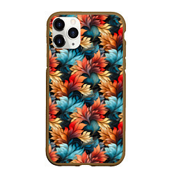 Чехол iPhone 11 Pro матовый Нарисованная трава паттерн, цвет: 3D-коричневый