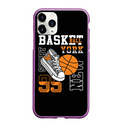 Чехол iPhone 11 Pro матовый Basketball New York, цвет: 3D-фиолетовый