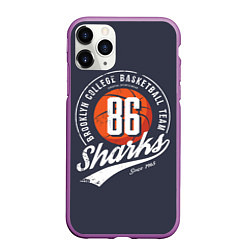 Чехол iPhone 11 Pro матовый Basketball sharks, цвет: 3D-фиолетовый