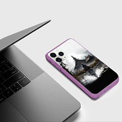 Чехол iPhone 11 Pro матовый Изба на болоте, цвет: 3D-фиолетовый — фото 2