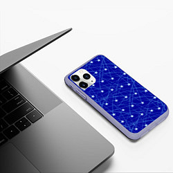 Чехол iPhone 11 Pro матовый Звездопад на синем, цвет: 3D-светло-сиреневый — фото 2