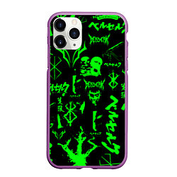 Чехол iPhone 11 Pro матовый Berserk neon green, цвет: 3D-фиолетовый