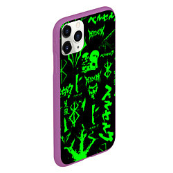 Чехол iPhone 11 Pro матовый Berserk neon green, цвет: 3D-фиолетовый — фото 2