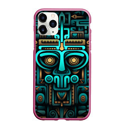 Чехол iPhone 11 Pro матовый Орнамент в ацтекском стиле, цвет: 3D-малиновый