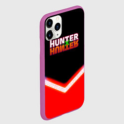 Чехол iPhone 11 Pro матовый Охотник х Охотник неоновые иероглифы, цвет: 3D-фиолетовый — фото 2