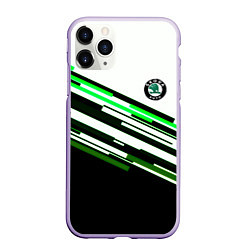 Чехол iPhone 11 Pro матовый Skoda sport stripes line, цвет: 3D-светло-сиреневый