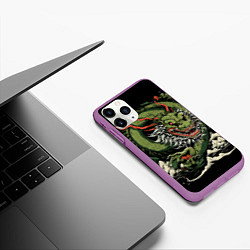 Чехол iPhone 11 Pro матовый Символ года зеленый дракон, цвет: 3D-фиолетовый — фото 2