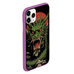 Чехол iPhone 11 Pro матовый Зеленый дракон с открытой пастью, цвет: 3D-фиолетовый — фото 2