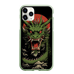 Чехол iPhone 11 Pro матовый Зеленый дракон с открытой пастью, цвет: 3D-салатовый