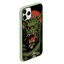 Чехол iPhone 11 Pro матовый Зеленый дракон с открытой пастью, цвет: 3D-салатовый — фото 2