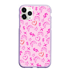 Чехол iPhone 11 Pro матовый Паттерн - розовые граффити