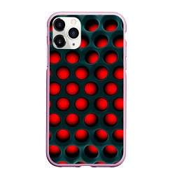 Чехол iPhone 11 Pro матовый Перфорация на красном трипофобия, цвет: 3D-розовый