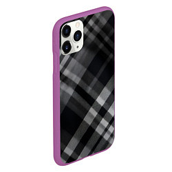 Чехол iPhone 11 Pro матовый Черно-белая диагональная клетка в шотландском стил, цвет: 3D-фиолетовый — фото 2