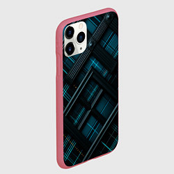 Чехол iPhone 11 Pro матовый Тёмно-синяя диагональная клетка в шотландском стил, цвет: 3D-малиновый — фото 2