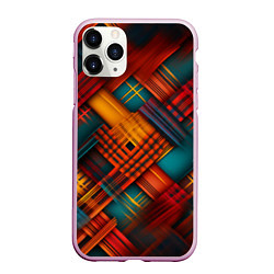Чехол iPhone 11 Pro матовый Разноцветная клетка в шотландском стиле, цвет: 3D-розовый