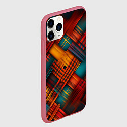 Чехол iPhone 11 Pro матовый Разноцветная клетка в шотландском стиле, цвет: 3D-малиновый — фото 2