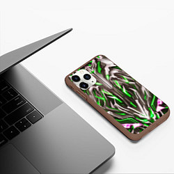 Чехол iPhone 11 Pro матовый Зелёная киберпанк броня, цвет: 3D-коричневый — фото 2