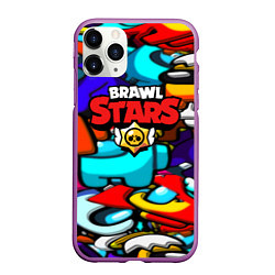 Чехол iPhone 11 Pro матовый Brawl stars mobile game brawlers, цвет: 3D-фиолетовый