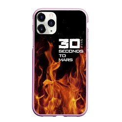 Чехол iPhone 11 Pro матовый Thirty Seconds to Mars fire, цвет: 3D-розовый