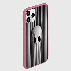 Чехол iPhone 11 Pro матовый Серые шторы и призрак, цвет: 3D-малиновый — фото 2