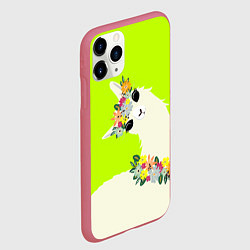 Чехол iPhone 11 Pro матовый Летняя лама - альпака в венке, цвет: 3D-малиновый — фото 2