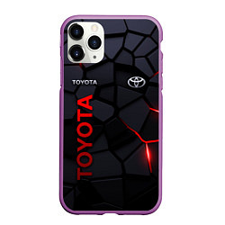 Чехол iPhone 11 Pro матовый Toyota - плиты с эффектом свечения, цвет: 3D-фиолетовый