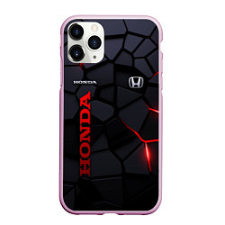 Чехол iPhone 11 Pro матовый Honda - плиты с эффектом свечения, цвет: 3D-розовый