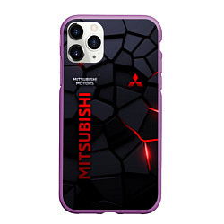 Чехол iPhone 11 Pro матовый Mitsubishi - плиты с эффектом свечения, цвет: 3D-фиолетовый