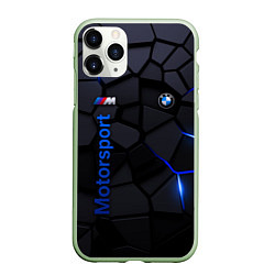 Чехол iPhone 11 Pro матовый BMW - плиты с эффектом свечения, цвет: 3D-салатовый