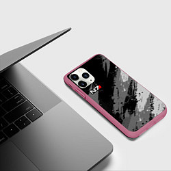 Чехол iPhone 11 Pro матовый N7 - mass effect monochrome, цвет: 3D-малиновый — фото 2