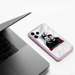 Чехол iPhone 11 Pro матовый Depeche Mode - Dave Gahan and Martin Gore с венком, цвет: 3D-розовый — фото 2